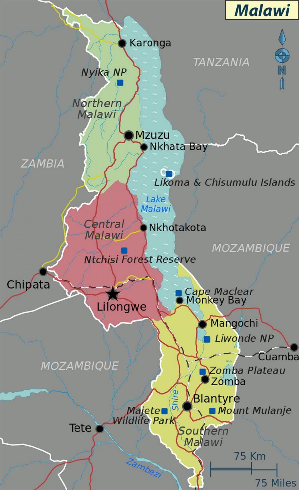 mapa z jazera Malawi v afrike