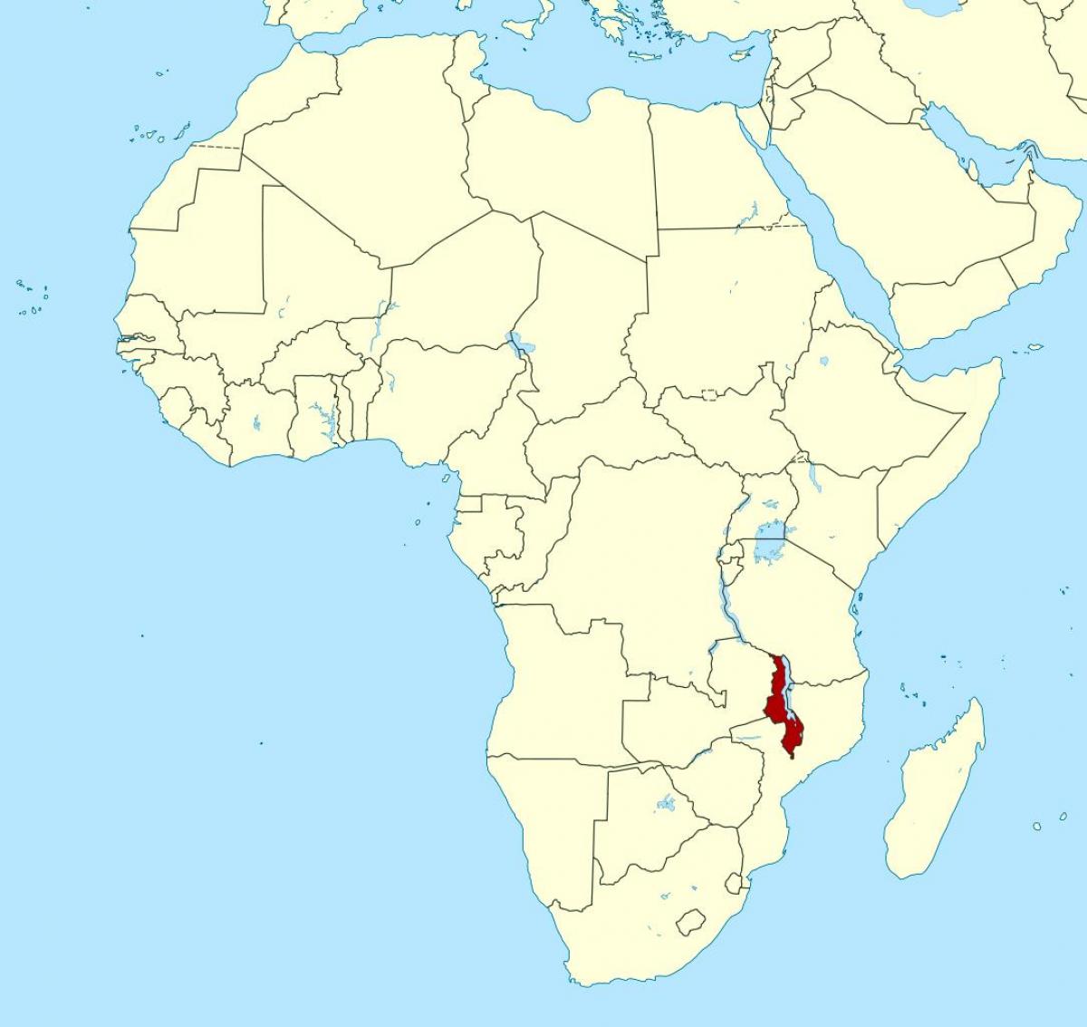 Malawi polohu na mape sveta