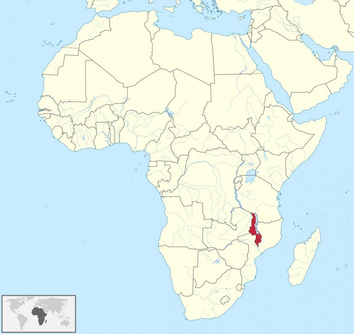 mapu afriky ukazuje Malawi