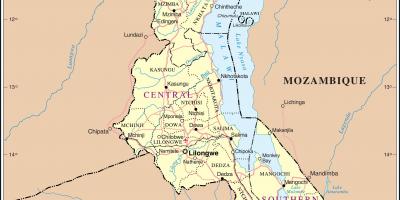 Mapa Malawi ukazuje ciest