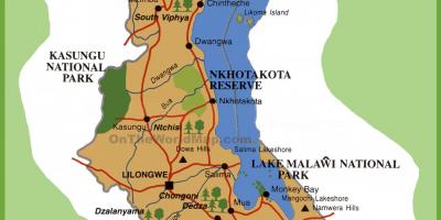 Mapa Malawi a v okolitých krajinách